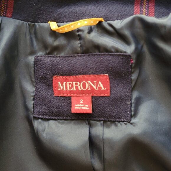 Plaid Blazer Jacket Wool Blend Navy & Red Dark Academia Hogwarts - Picture 5 of 10